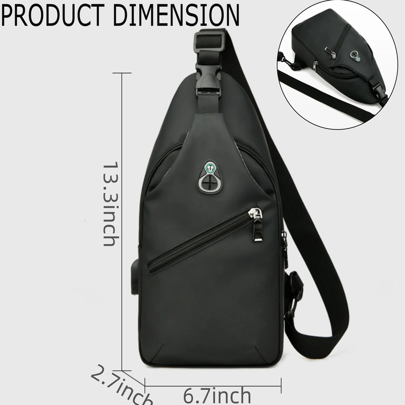 Sling Chest Backpack with USB Cable