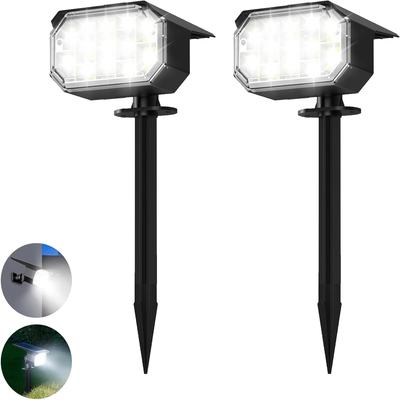 2 Pack Solar Spot Lights, 66 LEDs - Landscape Spotlights IP65 Waterproof, 660 Lumens