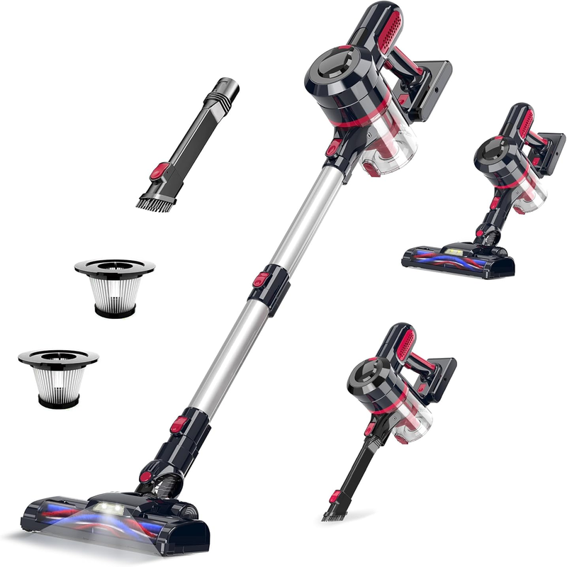 Cordless Stick Vacuum Rechargeable with 2200mAh Detachable Battery