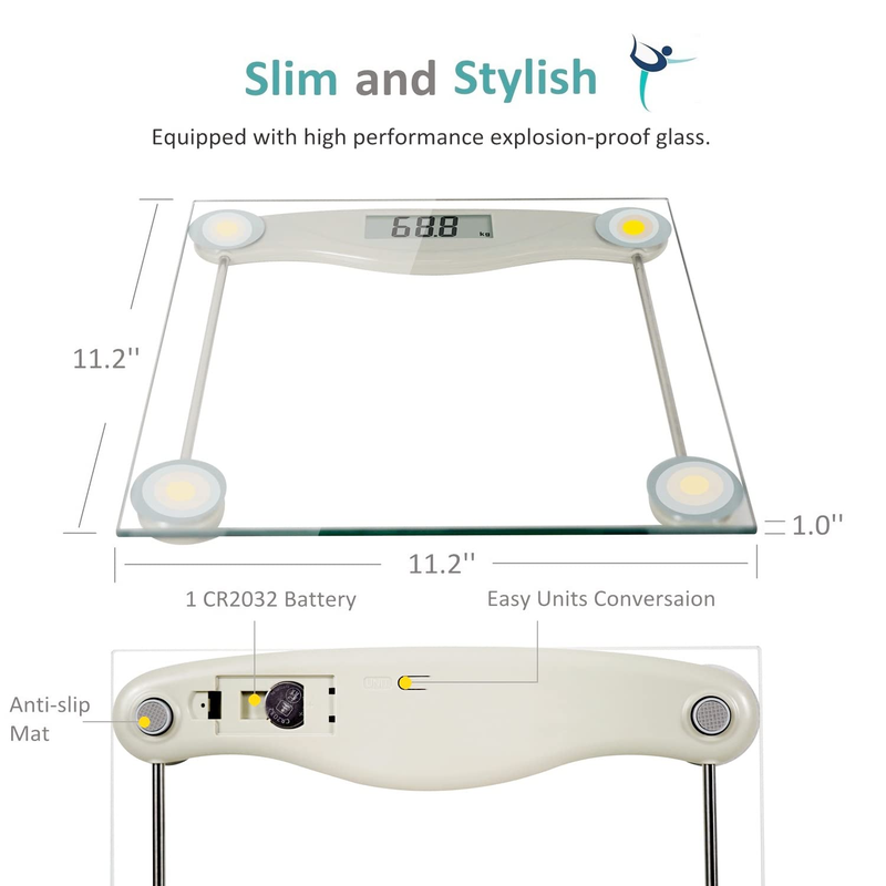 Digital Bathroom Scale for Body Weight, Precision Weighing Scale for Weight Loss, High Accuracy Measurements