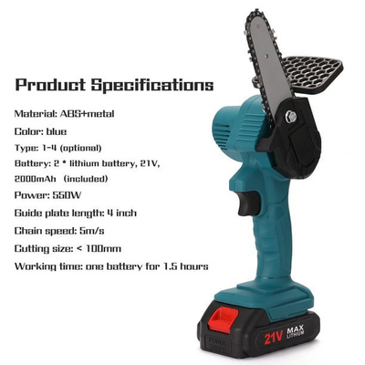 4" Mini Saw Cordless Power - Battery Operated - 21 Volt 2Ah Lithium-Ion