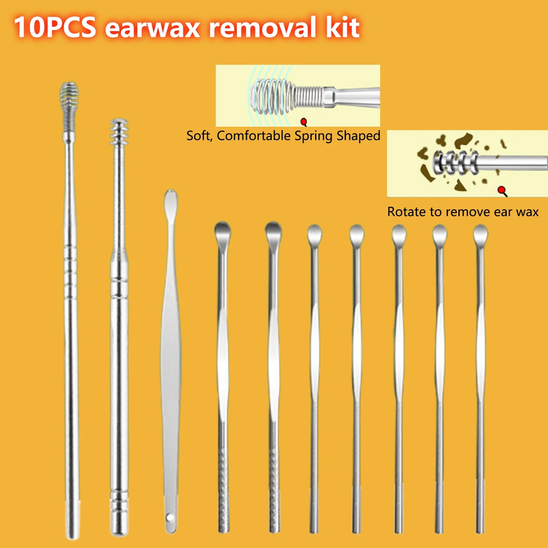 11Pcs Wireless Ear Wax Removal Kit with Camera 1296P HD with 6 LED Lights Silicone Soft Ear Tips