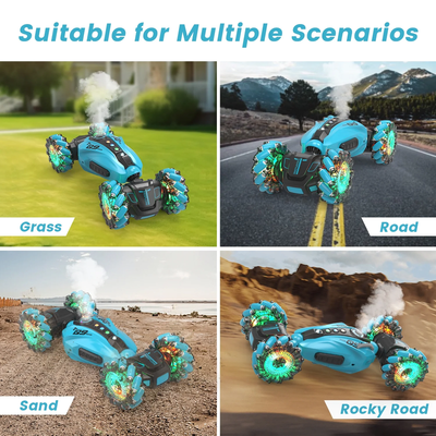 1:12 RC 2.4Ghz 4WD Hand Controlled RC Car with 360° Rotating, Spray, Lights & Music