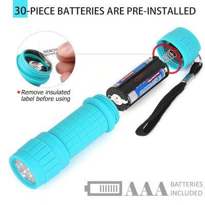 10-Pack Mini Flashlight Set with 9-LEDs Each - AAA Batteries Included