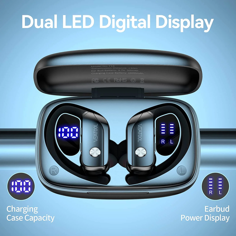  LED Display Over-Ear Wireless Earbuds Bluetooth Headphones 48Hrs Play Back with Built-In Mic