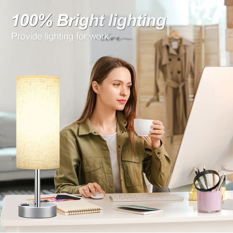 3 Way Dimmable Touch Lamp, USB C&A Fast Charging Ports