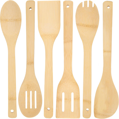 6 Piece Bamboo Kitchen Utensils Set for Cooking