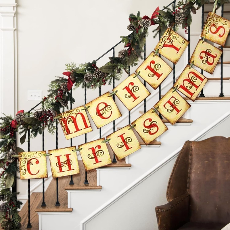 Vintage Retro Style Merry Christmas Banner