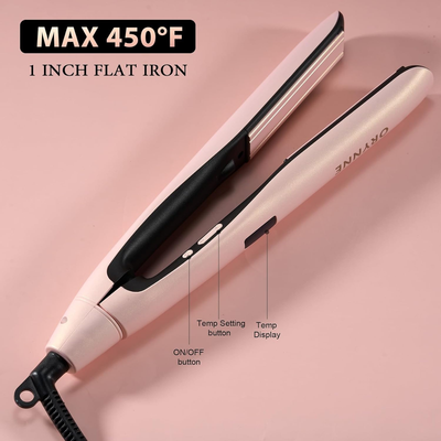 1” Hair Straightener and Curler 2-in-1, Ceramic Flat Iron with 10 Heat Settings