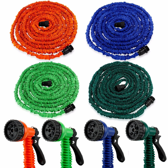 Expandable Flexible Deluxe Garden Water Hose w/ Spray Nozzle - 75ft