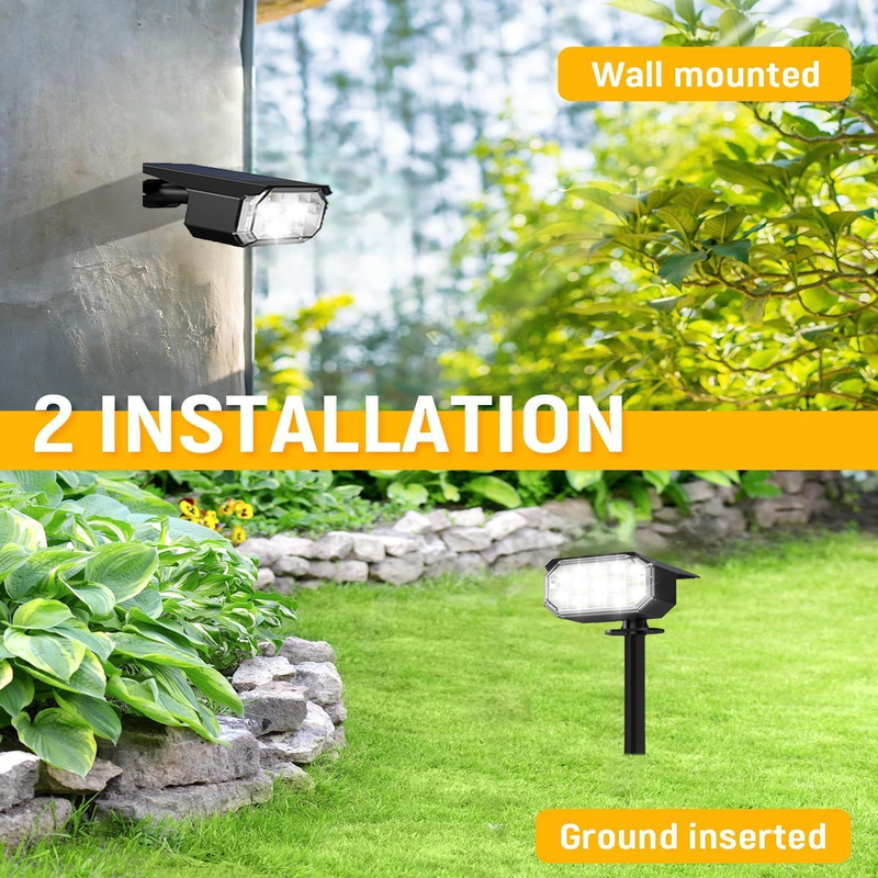 2 Pack Solar Spot Lights, 66 LEDs - Landscape Spotlights IP65 Waterproof, 660 Lumens