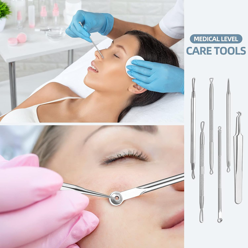 6 Piece Facial Kit with Zit & Blackhead Removing Tools & Case