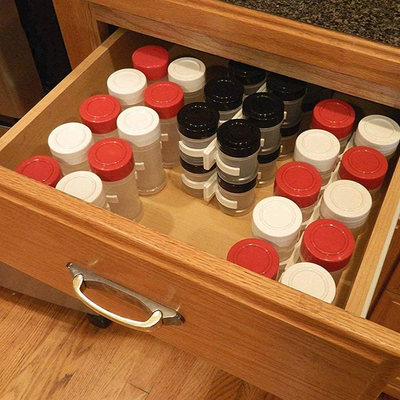 Cabinet Door Spice Gripper Clip Strips for Spice Containers - 4 Strips, Holds 20 Jars