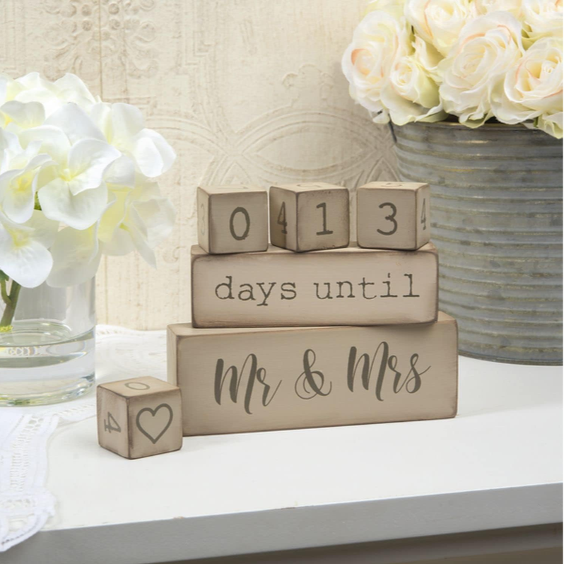 6 Piece Wooden Block Wedding Day Countdown Calendar