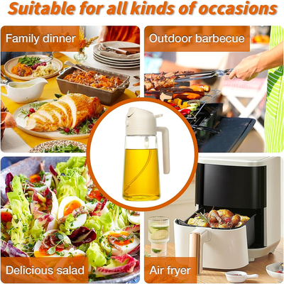 2 in 1 Olive Oil Dispenser Bottle for Kitchen, 16oz/470ml Premium Glass Oil Bottle