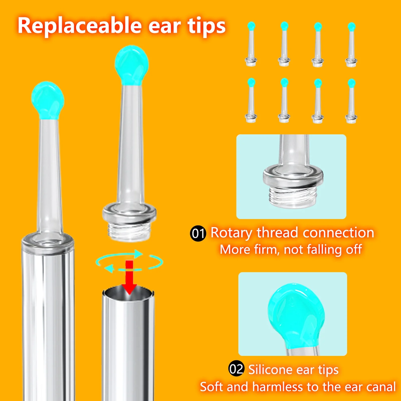 11Pcs Wireless Ear Wax Removal Kit with Camera 1296P HD with 6 LED Lights Silicone Soft Ear Tips