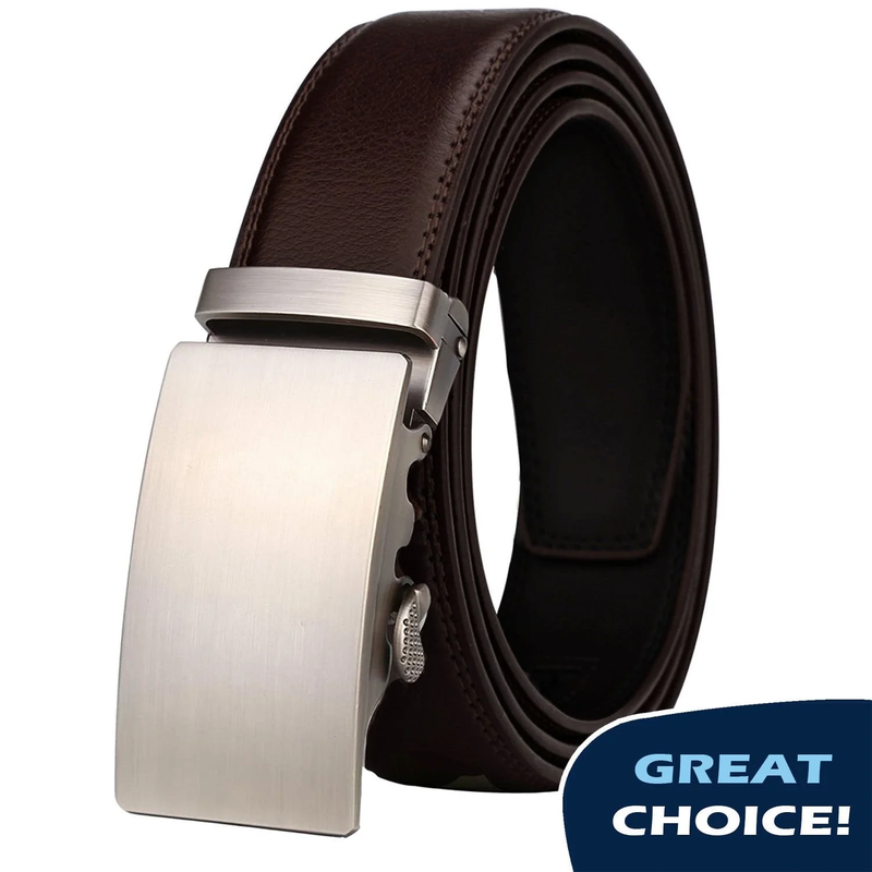 Men's Premium Leather & Microfiber Ratchet Belt - Adjustable with Unique Slide Belt Buckle