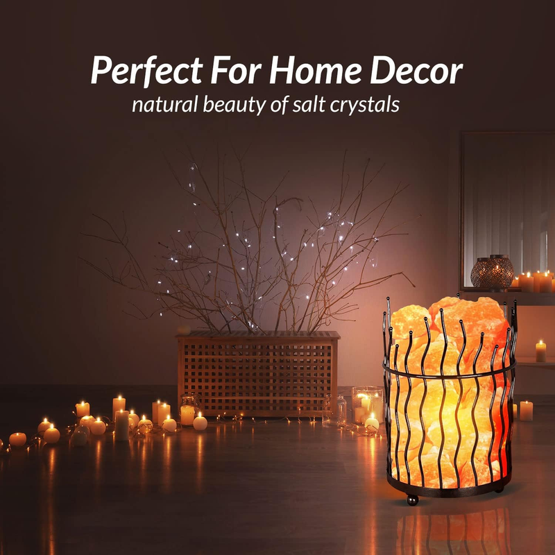  Himalayan Salt Basket Lamp - Amber Glow