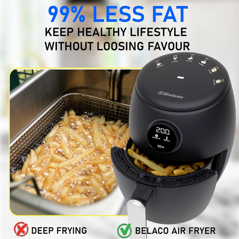 2.1Qt Air Fryer with Digital Display, Rapid Air Circulation, 60 Min Timer