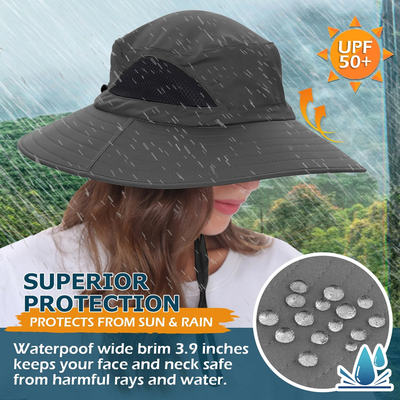 Wide Brim Bucket Hat - Water Repelling Sun Hat