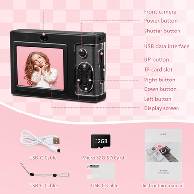 1080P Kids Digital Camera with 32GB Card, 48MP 8X Zoom Digital Point and Shoot Camera