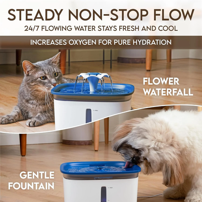 Pet Fountain with Anti-Slip Mat Dispenser with Smart Pump - Cat or Dog