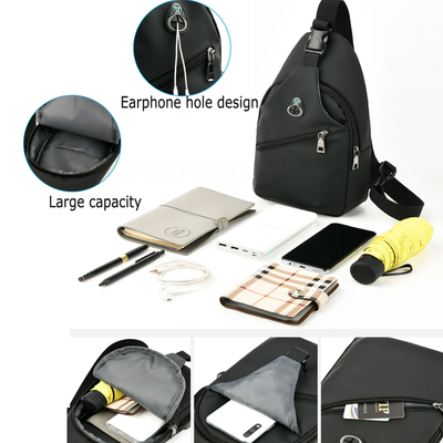 Sling Chest Backpack with USB Cable