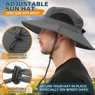 Wide Brim Bucket Hat - Water Repelling Sun Hat