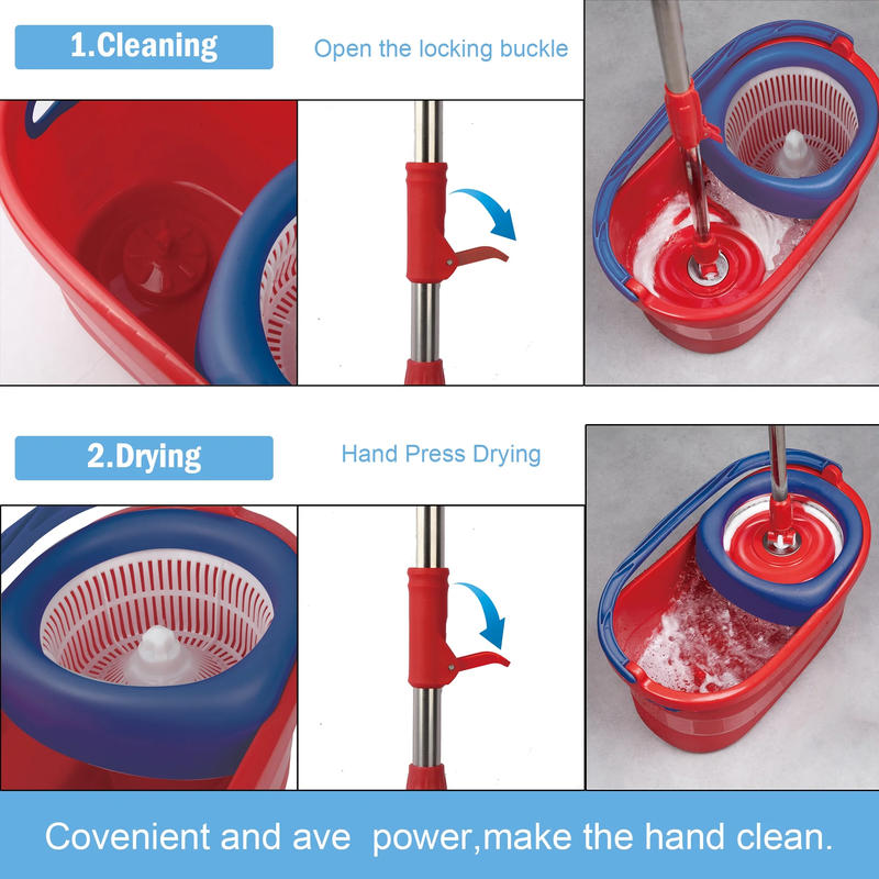 Spin Mop and Bucket System with Wringer