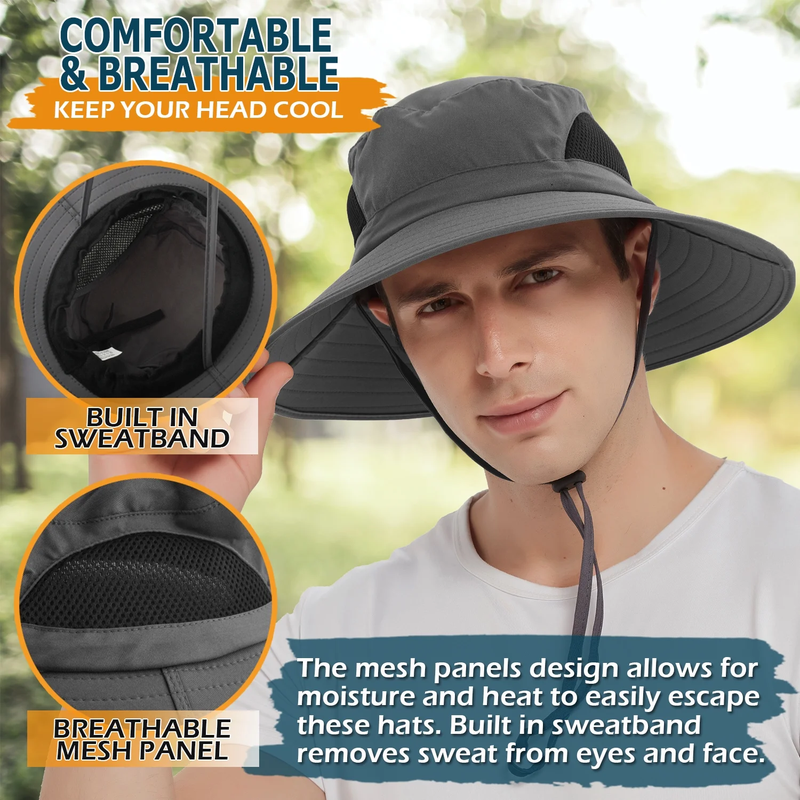 Wide Brim Bucket Hat - Water Repelling Sun Hat