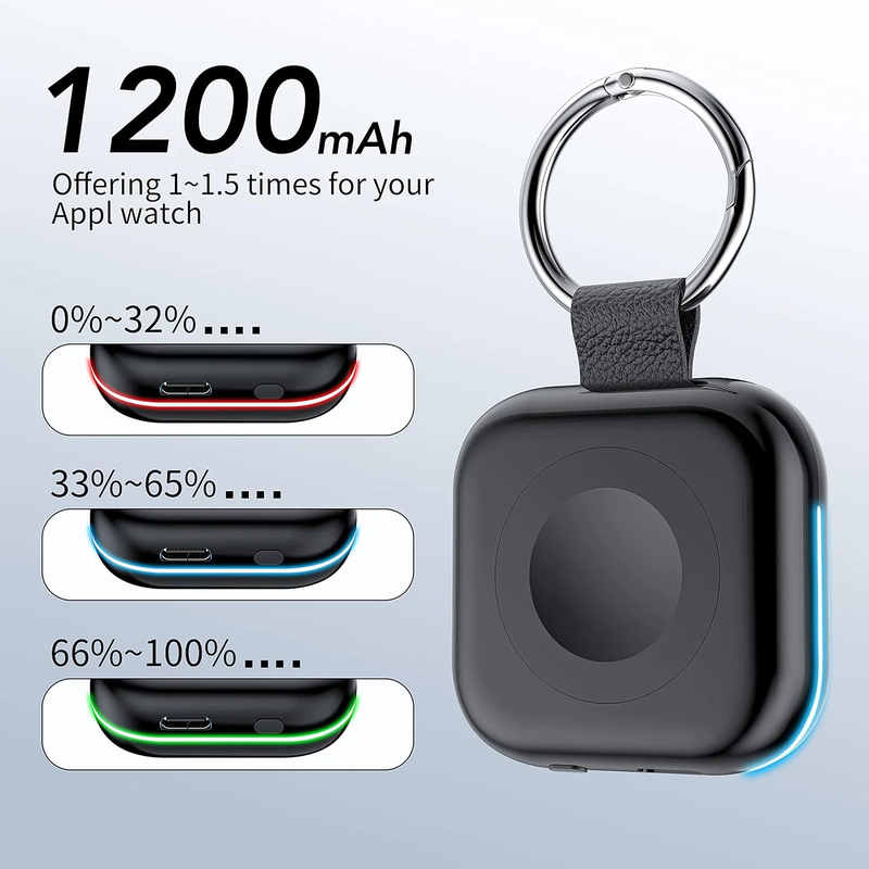 1200mAh Portable Charger for Apple Watch Wireless Magnetic Power Bank Keychain