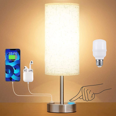 3 Way Dimmable Touch Lamp, USB C&A Fast Charging Ports