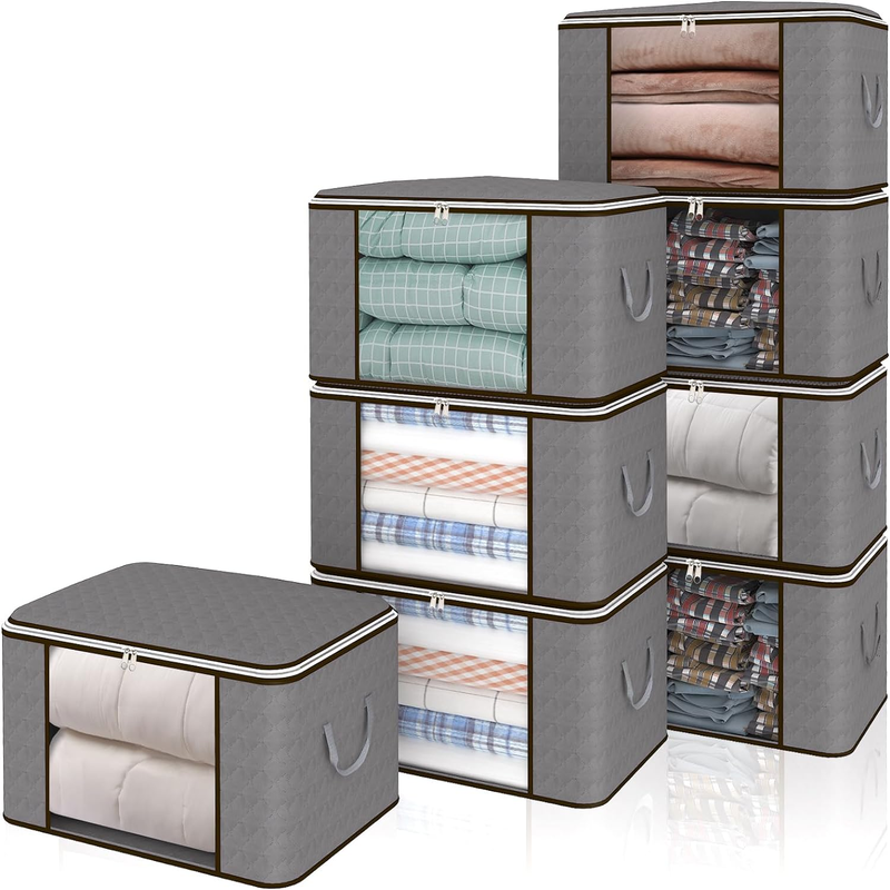 Multi Pack Large Capacity Closet Organization and Storage Containers for For Clothing & Blankets