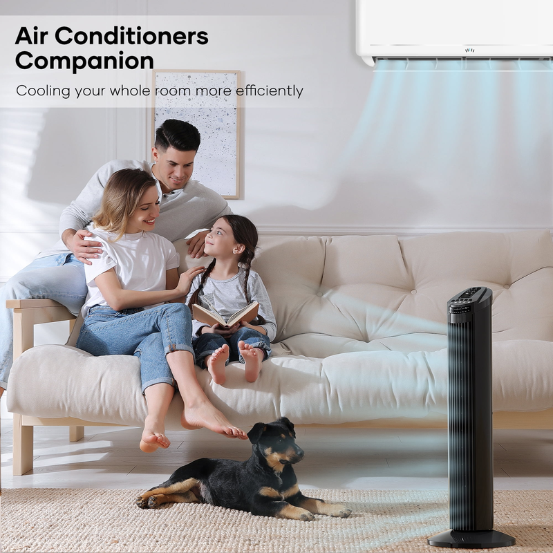 30" Tower Fan 70° Oscillating Cooling Fan with Remote Control 3 Speeds 3 Wind Modes, 7.5H Timer