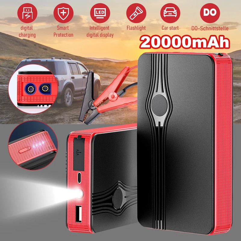 Car Jump Starter Battery Booster Power Pack,  300A Peak 20000Mah Battery with LED Light