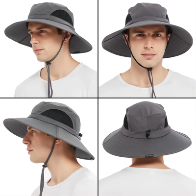 Wide Brim Bucket Hat - Water Repelling Sun Hat