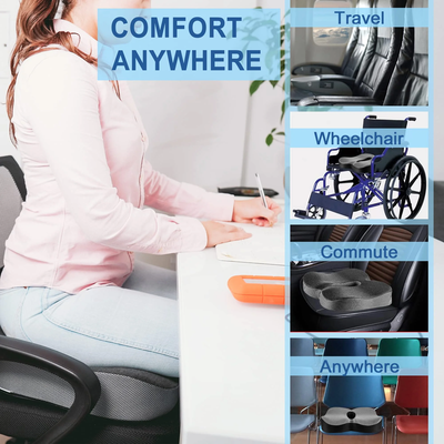 Adjustable Height Memory Foam Seat Cushion, Non-Slip Chair Pad 