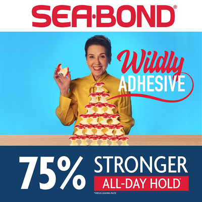 Sea Bond Secure Denture Adhesive Seals, Fresh Mint Uppers, Zinc Free, All Day Hold, Mess Free, 30 Count