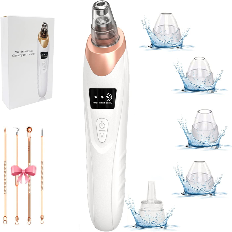  Blackhead Remover Pore Vacuum,Facial Pore Cleaner-5 Suction Power,5 Probes,USB Rechargeable Blackhead Vacuum Kit Electric Acne Extractor Tool 