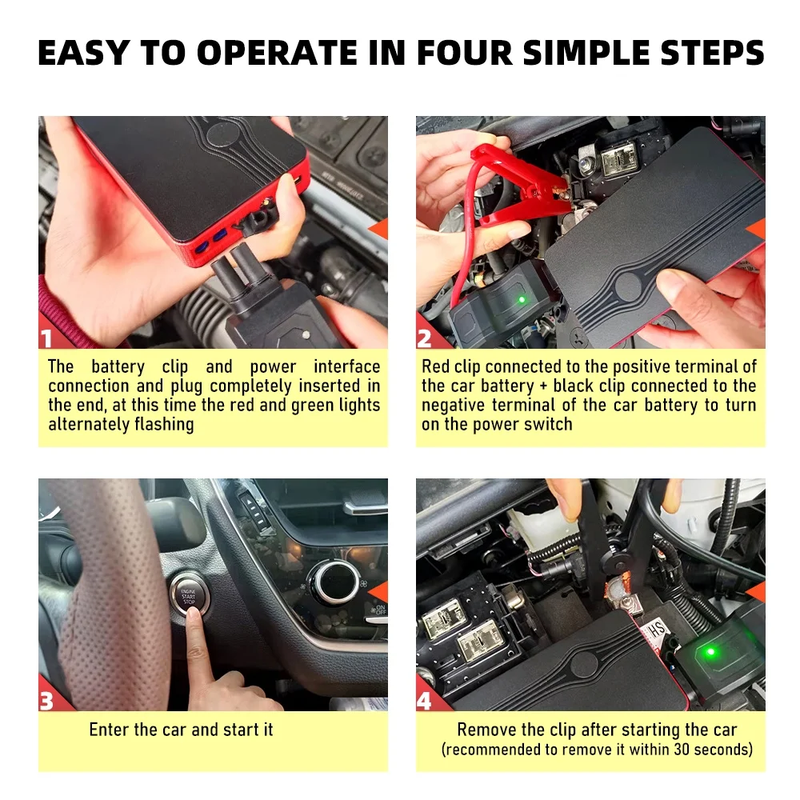 Car Jump Starter Battery Booster Power Pack,  300A Peak 20000Mah Battery with LED Light