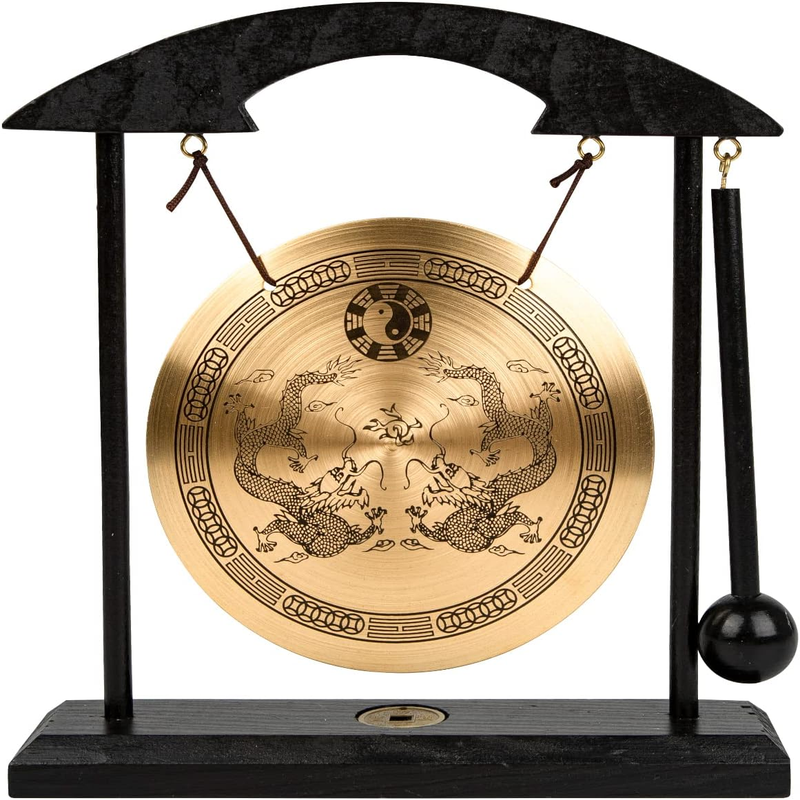 Brass Feng Shui Desktop Gong - Table Decor Collectible