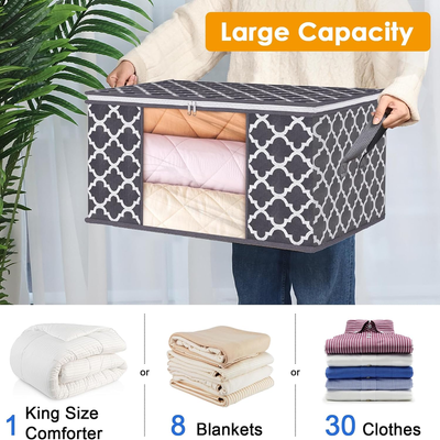 Multi Pack Large Capacity Closet Organization and Storage Containers for For Clothing & Blankets