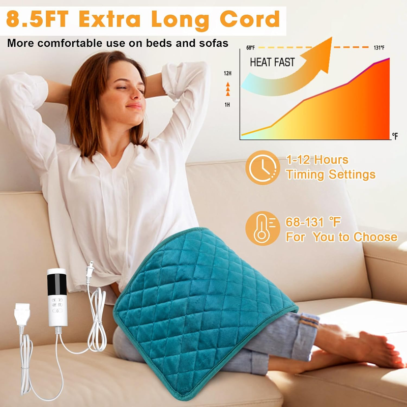 Electric Heating Pad for Shoulder, Neck, Back Pain Relief with Temperature Settings and Auto Shut Off