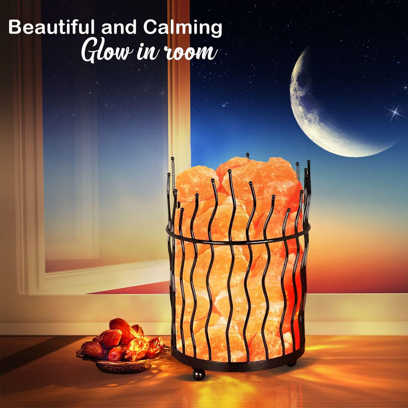  Himalayan Salt Basket Lamp - Amber Glow