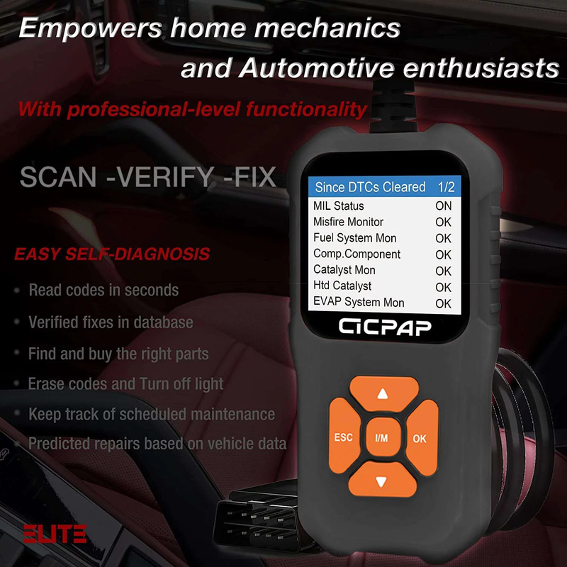 OBD2 Scanner Code Reader, Engine Fault Car Diagnostic Tool for Quick Error Code Detection