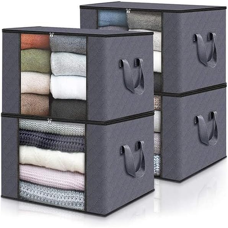 4 Pack Clothes Storage Containers for Organizing and Storage with Lids and Handle