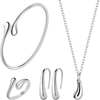 4 Piece Silver Jewelry Set - Teardrop Pendant Necklace, Earrings &  Bracelet