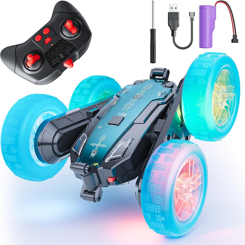 Remote Control Stunt Car - 360° Stunt Rotation 4WD Remote Control Car Double Sided with LED Lights