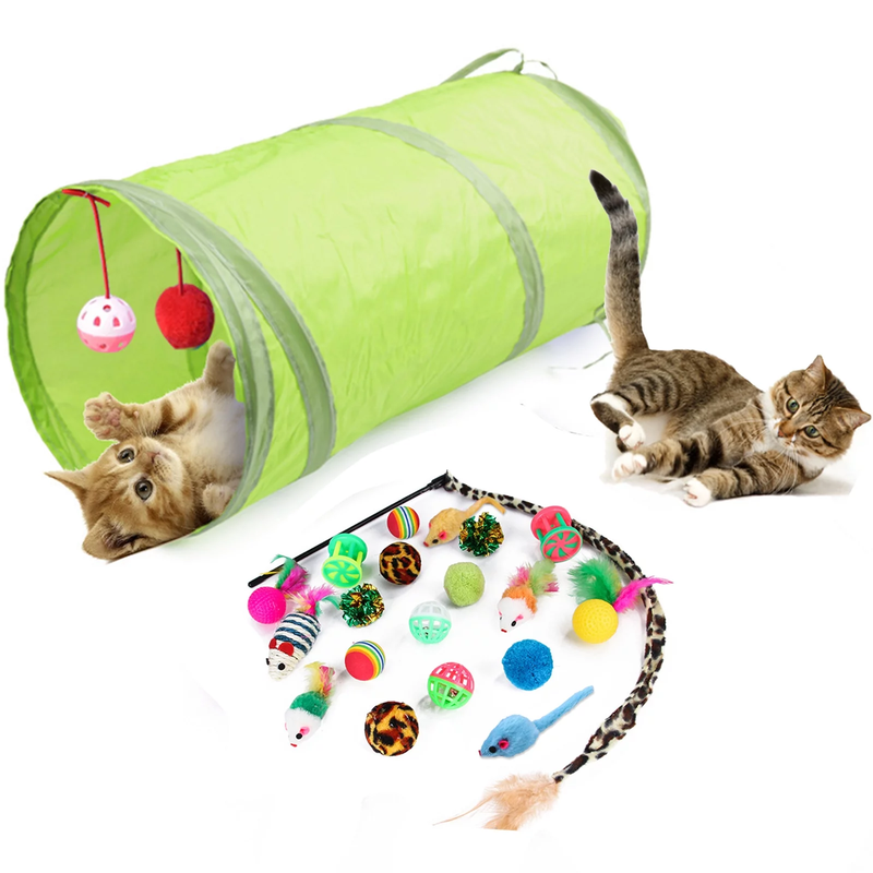 21 Piece Cat Toy Assortments with Tunnel