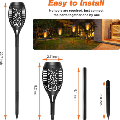 6 Pack Solar Garden Torch Lights with Flickering Flame